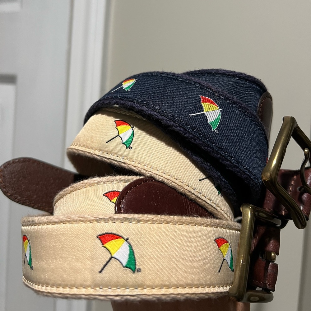 2 Arnold Palmer Belts with Brown Leather and Brass Buckles